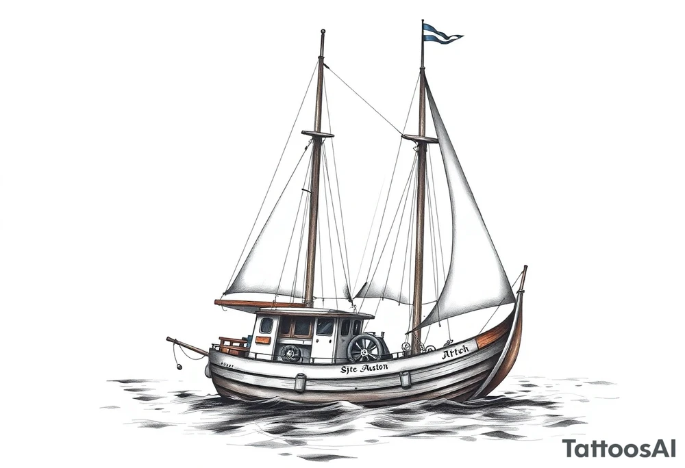 sailing boat at achor tattoo idea