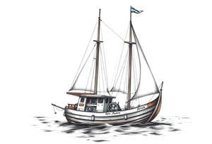 sailing boat at achor tattoo idea