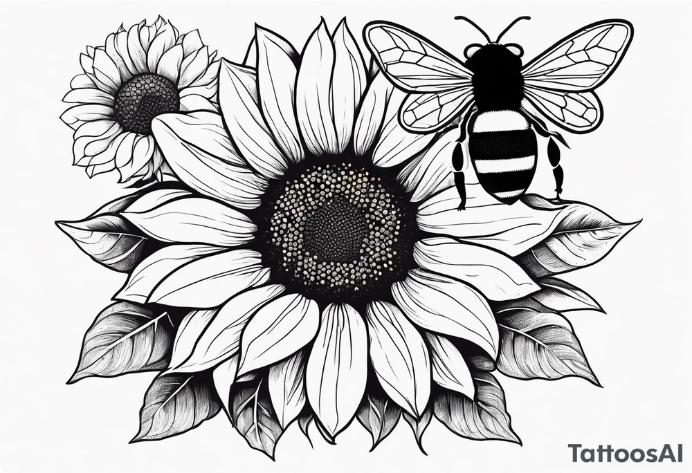 Sunflowers, bumblebees, honeycombs, sexy, elegant, vibrant tattoo idea