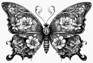 butterfly with skulls tattoo idea