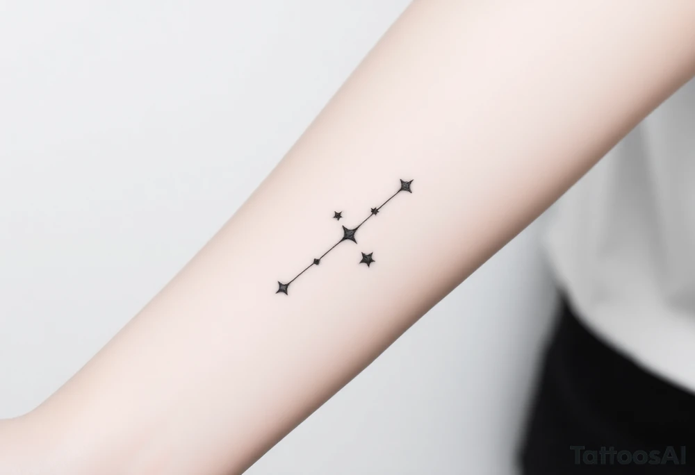 Can you design a few options for a meaningful minimal tattoo with dots, lines or stars that represents my kids? Three are living and two are deceased and I want something that represents that difference by having solid and hollow elements. Put on fingers tattoo idea
