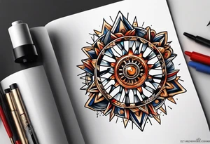 cog wheel on knee tattoo idea