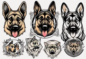 German shepherd portrait tattoo idea