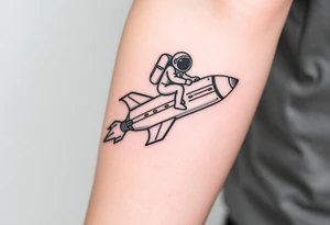 Rocket ship with astronaut riding it tattoo idea