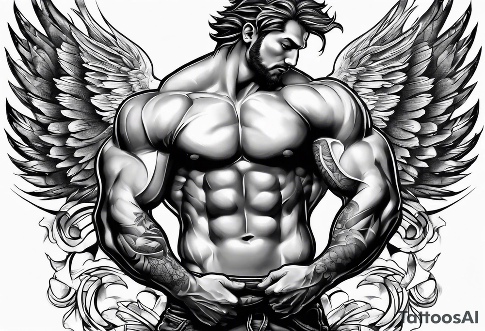 Creation of Adam with muscular arms tattoo idea
