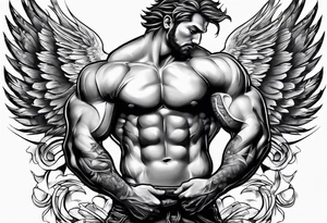 Creation of Adam with muscular arms tattoo idea