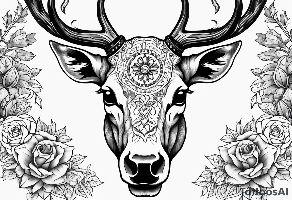 Reindeer skull tattoo idea