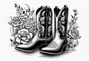 Cowboy boots flowers inside boots cowboy hat howdy tattoo idea