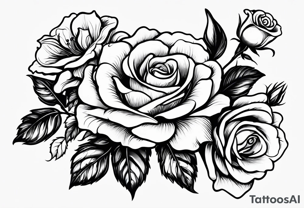 Roses and flowers. With nursing and hunting and cows and bulls and fishing and love and church. tattoo idea
