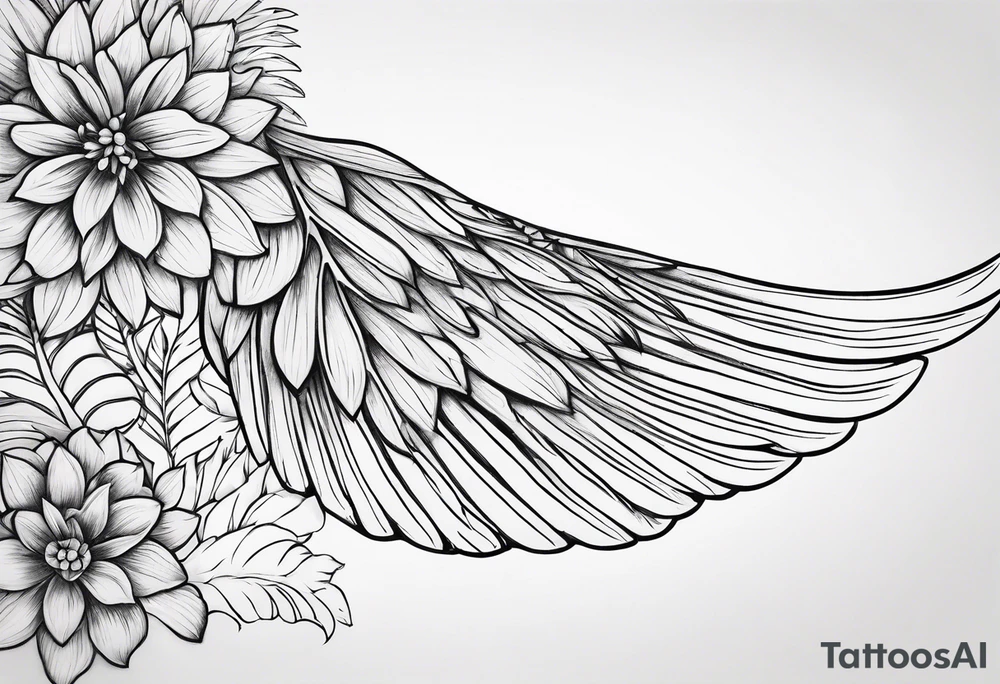 wing, flower, palm, sea tattoo idea