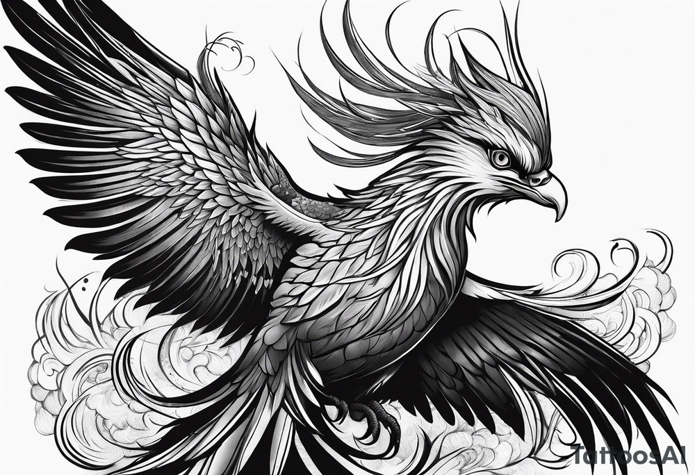 Asian phoenix with a long neck tattoo idea