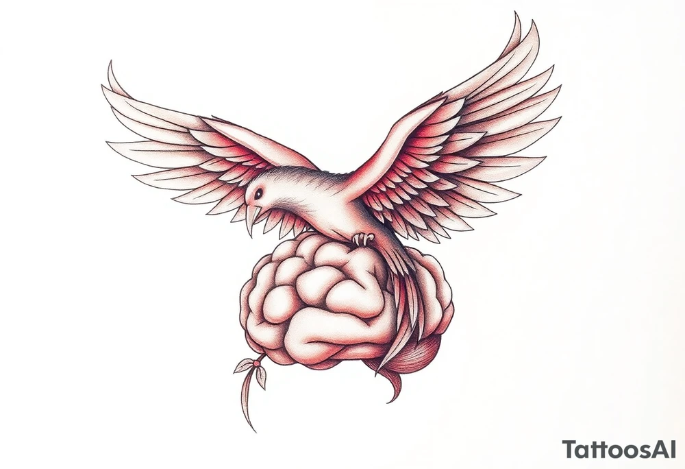 phoenix flying out of a brain tattoo idea