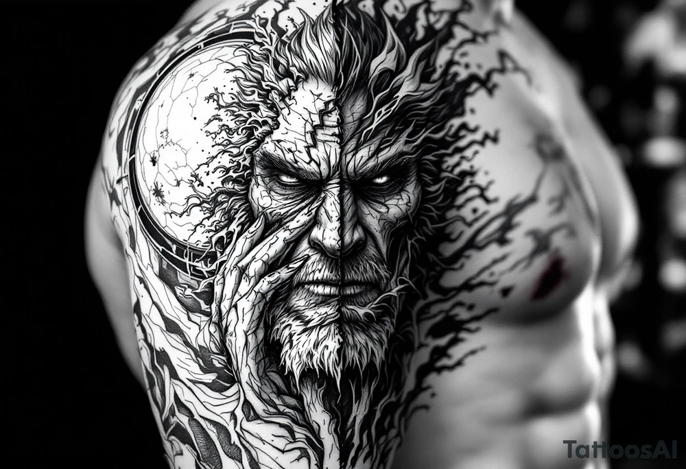 2 different worlds on each side of a black hold tattoo idea 2 different worlds on each side of a black hold tattoo idea