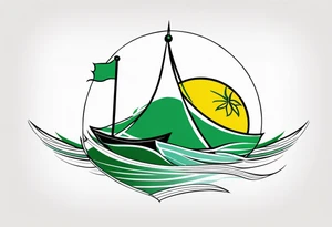 A lemon-Buoy with a green leaf-flag bobs on choppy waves tattoo idea