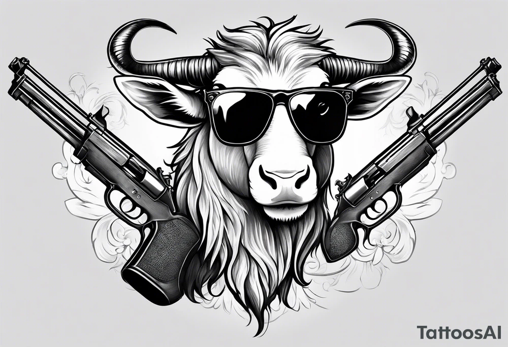 capricorn with sunglasses and shotgun tattoo idea