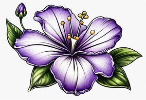 Small violet flower with stem tattoo idea