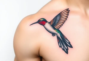 A hummingbird with a falcon’s tail (only red , blue and black are possible colors) tattoo idea