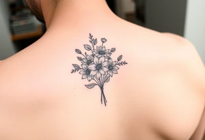 Bouquet of multiple flowers tattoo idea