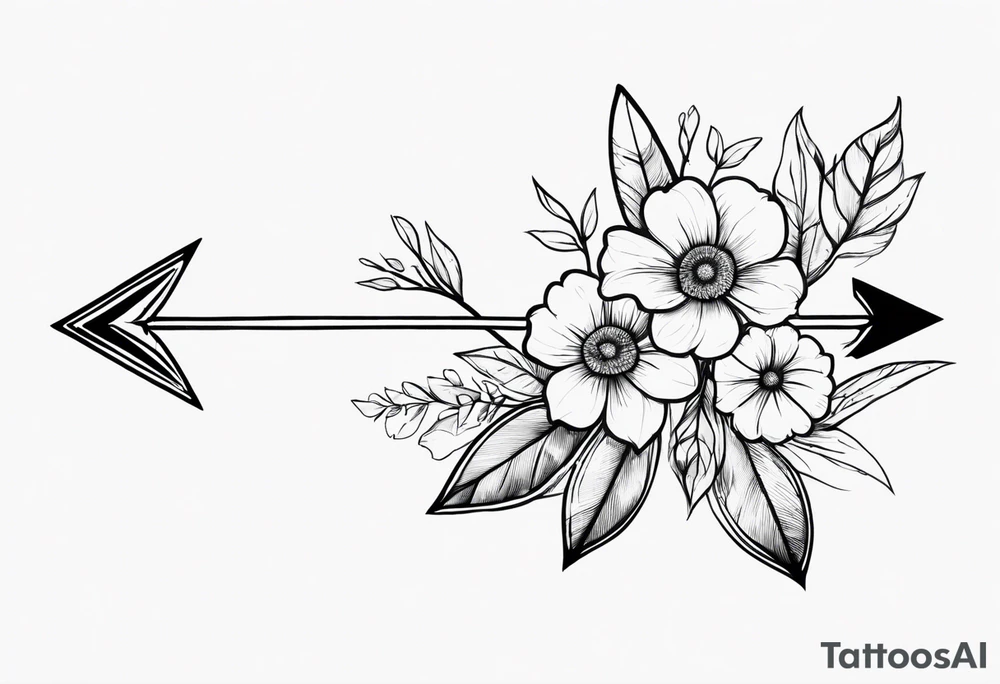 Nature-Inspired Arrow: Twisted with leaves and flowers. tattoo idea