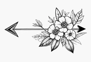 Nature-Inspired Arrow: Twisted with leaves and flowers. tattoo idea