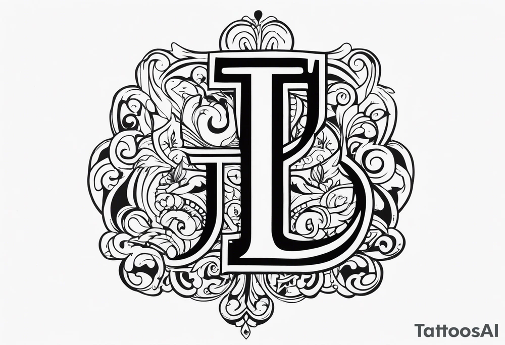unique symbol with the letters T, A, J, W, D tattoo idea