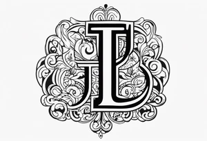 unique symbol with the letters T, A, J, W, D tattoo idea