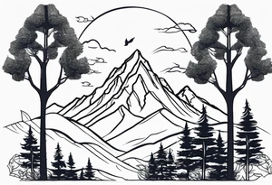 mountains trees tattoo idea