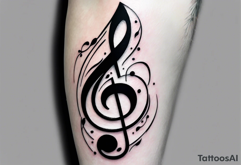 Simple minimalist tattoo in the style of single needle art depicting musical notes in the letters “l” and “r” tattoo idea