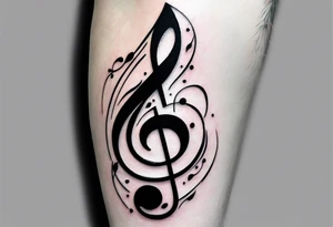 Simple minimalist tattoo in the style of single needle art depicting musical notes in the letters “l” and “r” tattoo idea