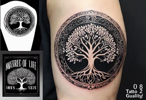 A Tree of Life in a circular design. The Dates 12.02.1985 and 21.02.1987 should be part of the tattoo, too. tattoo idea
