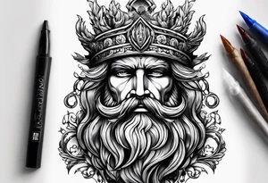 Poseidon hält rosenkranz un den händen tattoo idea