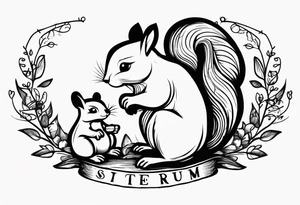 Draw a squirrel and an hedgehog accompanied by the writing simul in aeternum tattoo idea