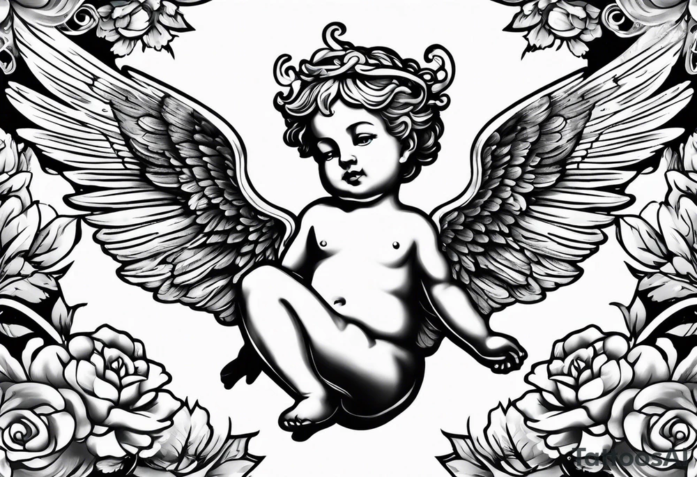 Cherub flying tattoo idea