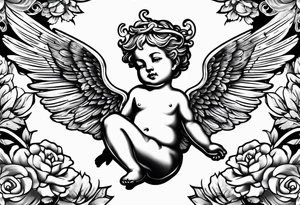 Cherub flying tattoo idea