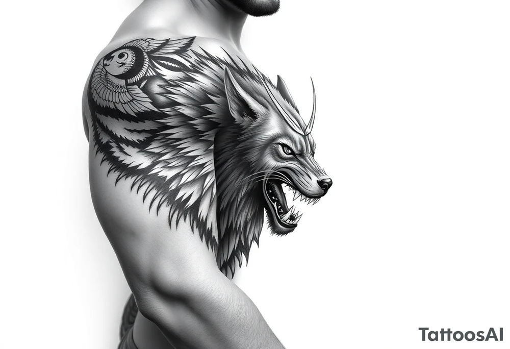 Arm Tattoo.

Hyper realistic Wolf, Samurai tattoo idea