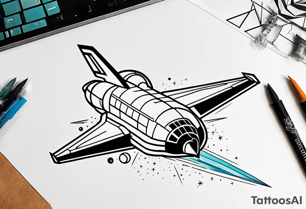 space shuttle launch within geometric shapes tattoo idea
