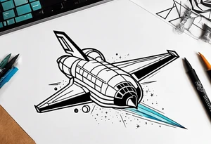 space shuttle launch within geometric shapes tattoo idea