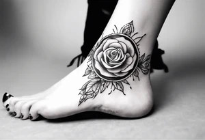 Ankle bracelet tattoo with feminine style and larger in the centre. Show on higher ankle tattoo idea