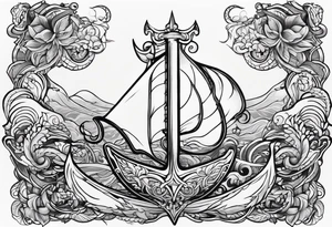 flag and Ukrainian trident fantasy tattoo idea