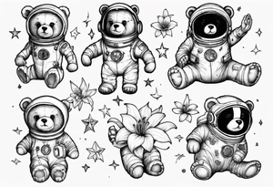 Teddy bear astronaut Lily tattoo idea