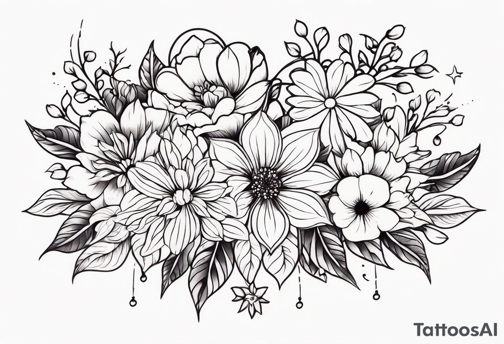 ornaments of flowers tattoo idea