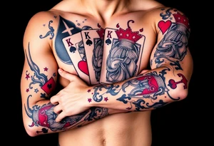 poker royal flush tattoo idea