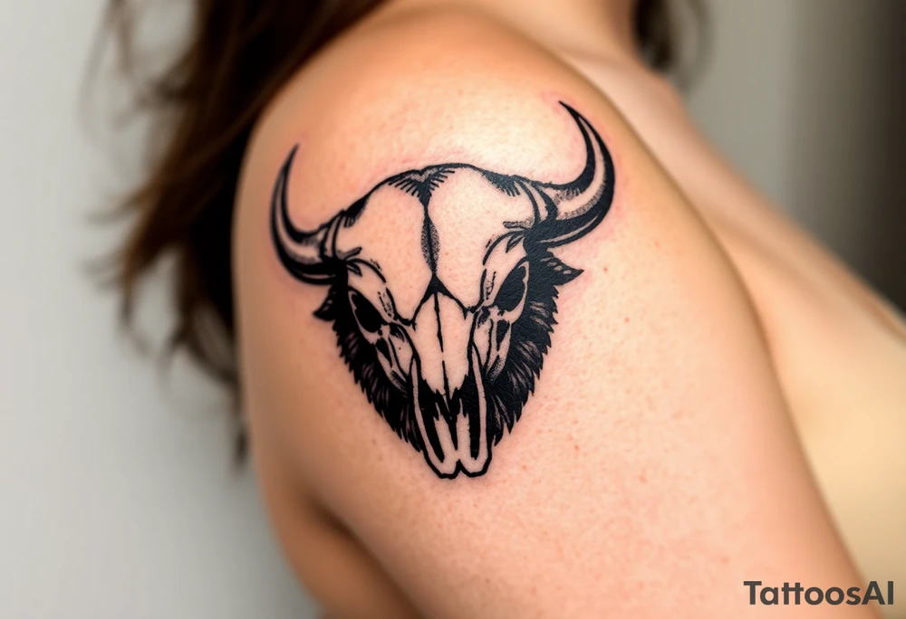 Buffalo or bison skull tattoo tattoo idea