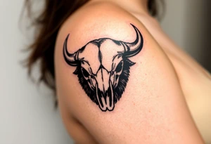 Buffalo or bison skull tattoo tattoo idea