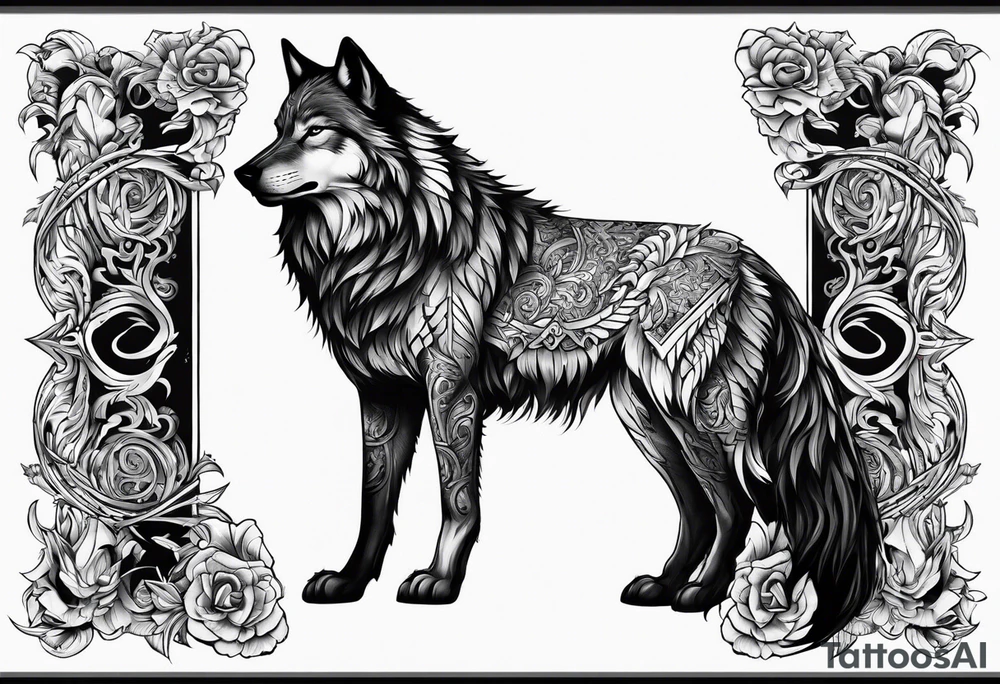 Wolf turkish brave wild sword tattoo idea