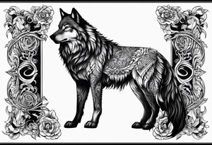 Wolf turkish brave wild sword tattoo idea