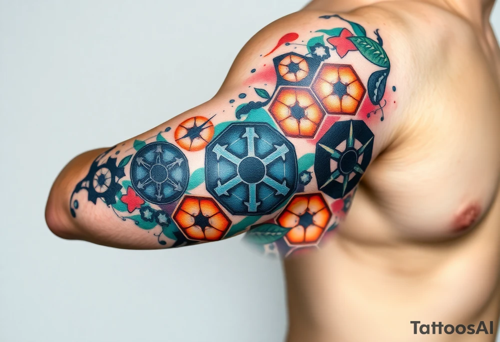 starwars symbols inside honey combs tattoo idea