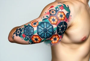 starwars symbols inside honey combs tattoo idea