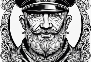 Old school sailor with face tattoos
With mean face tattoo idea