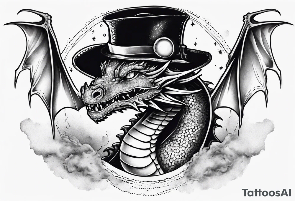 Dragon out in space with an hat back tattoo tattoo idea